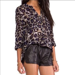 Sanctuary Sheer Floral Abstract Button Down Blouse
